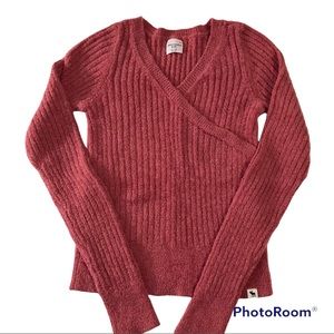 Abercrombie Kids Plush Wrap-Front Long Sleeve Sweater Dark Pink Size 11/12